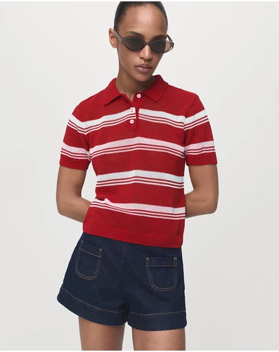 M.N.G - Short-Sleeved Polo-Neck Sweater