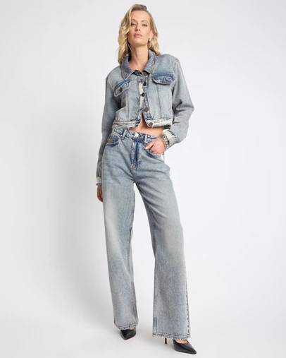 ONE TEASPOON - Icon High Waist Straight Leg Denim Jeans - Cloud Blue