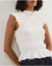 Atmos&Here - Coralie Linen Blend Frill Top