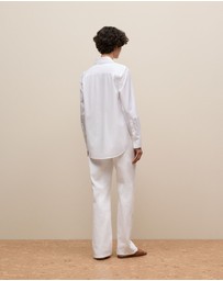 Trenery - Cotton Poplin Long Sleeve Shirt in White