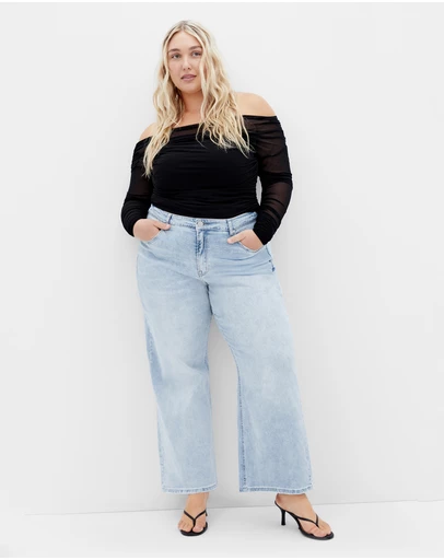 City Chic - Plus size Harley Fit Lora Wide Leg Jean - light wash