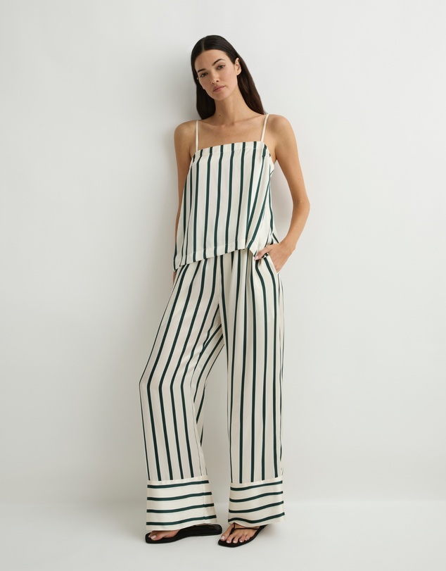 BONDI BORN - Cannes Silk Pant - Forest Stripe