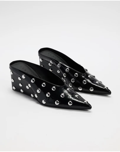 AERE - Studded Leather Wedge Pumps