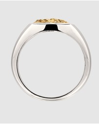Kuzzoi - ICONIC EXCLUSIVE - Ring Men Signet Bicolor 925 Sterling Silver Gold-Plated