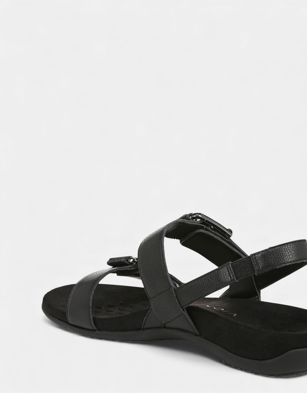 Vionic - Reese Back Strap Sandal - Black Tumbled Leather