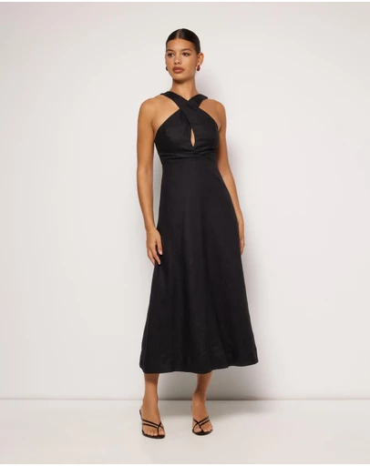 AERE - Este Linen Midi Dress