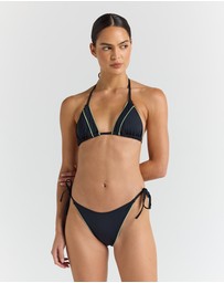 Poolside Paradiso - Splice High String Tie Bikini Bottom - Black
