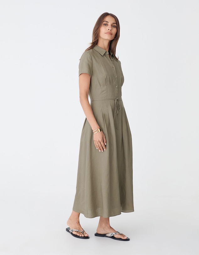 Forcast - Sophie Pleat Waist Linen Dress
