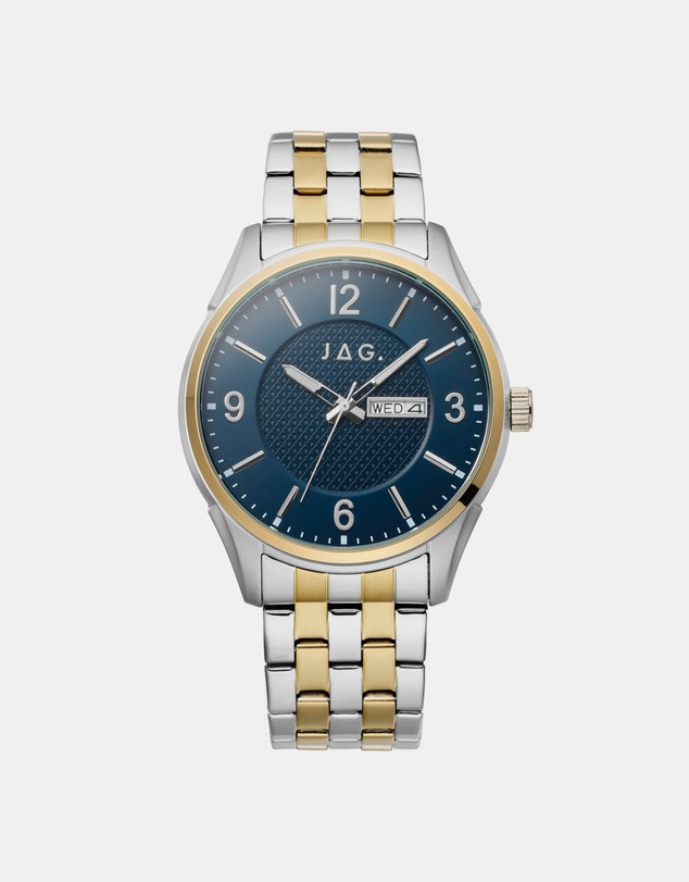Jag - William Mens Blue Dial Ips 44mm Two-Tone Watch