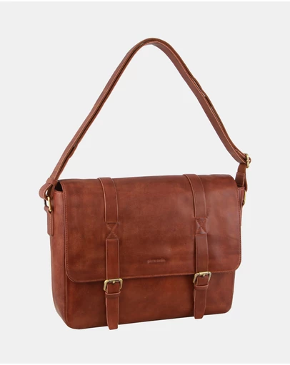 Pierre Cardin - Pierre Cardin Men's Rustic Leather Computer Satchel