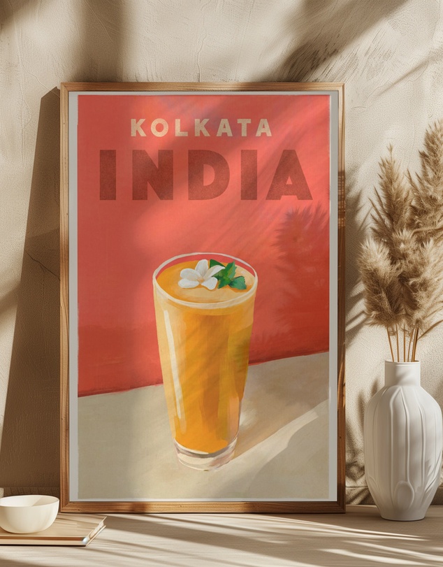 Olive et Oriel - Travel Poster Cocktail Kolkata India by The Whiskey Ginger Art Print