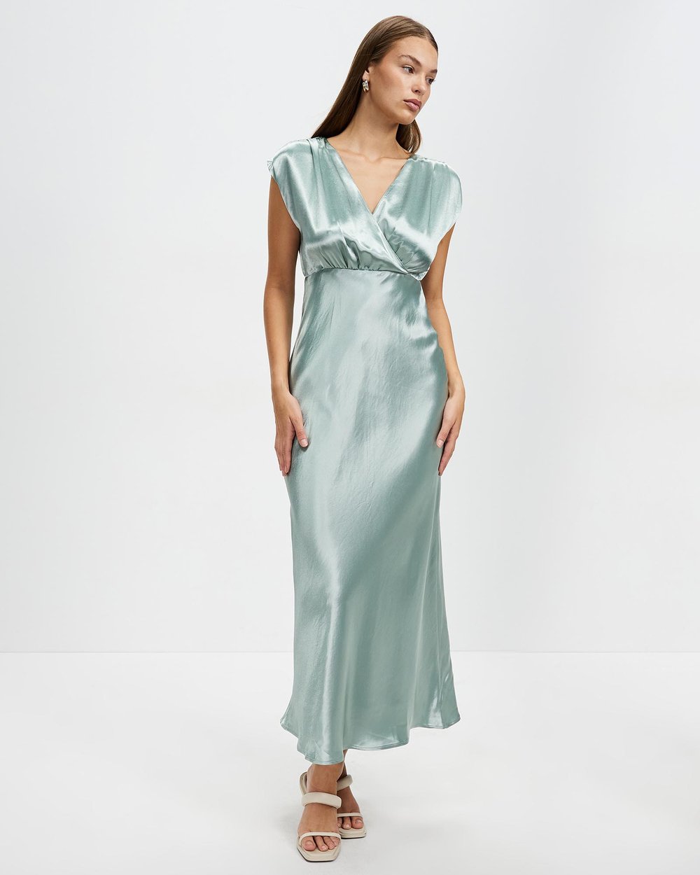 Satin Cross Over Gather Dress by Third Form Online | THE ICONIC | Australia
