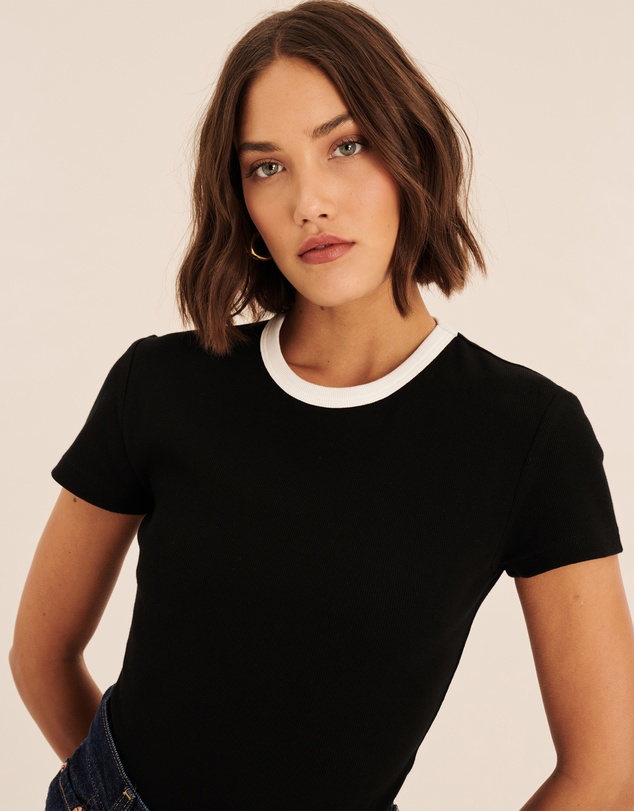 AERE - Ivy Contrast Bind T-Shirt