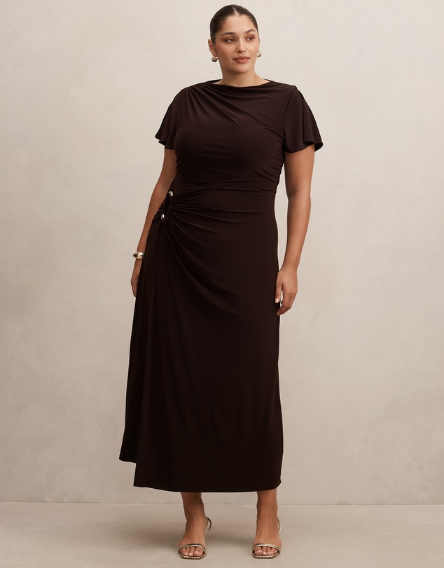 Forever New Curve - Fiora Curve Short Sleeves Hardware Midi Dress