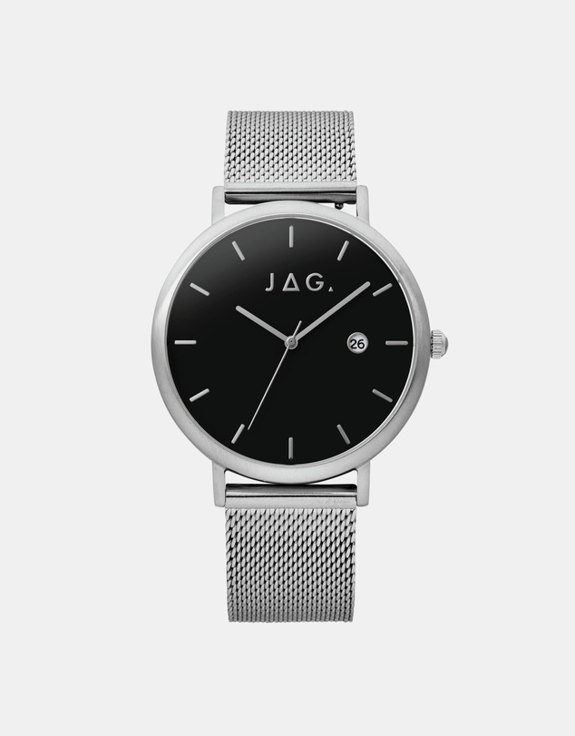 Jag - Ryan Mens Black Dial 43mm Silver/Black Watch Set