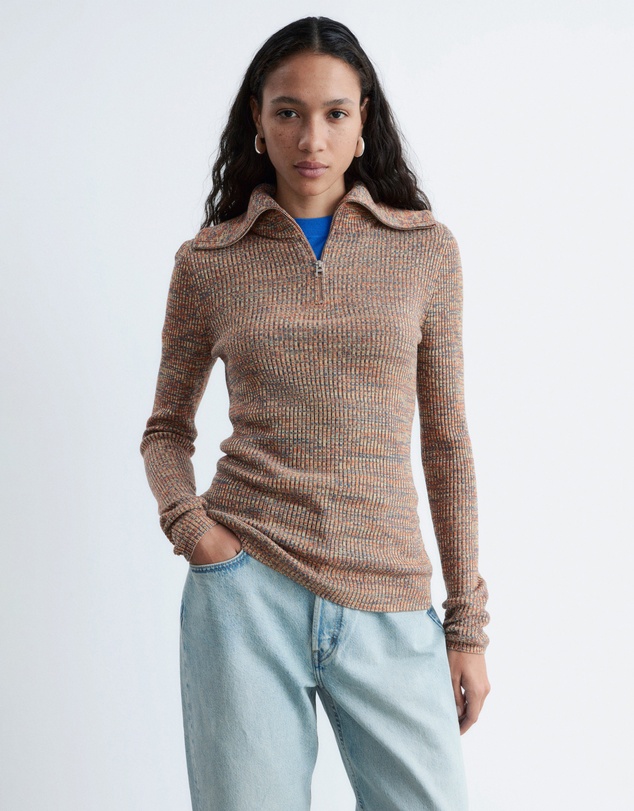 & Other Stories - Melange Knit Half-Zip Top