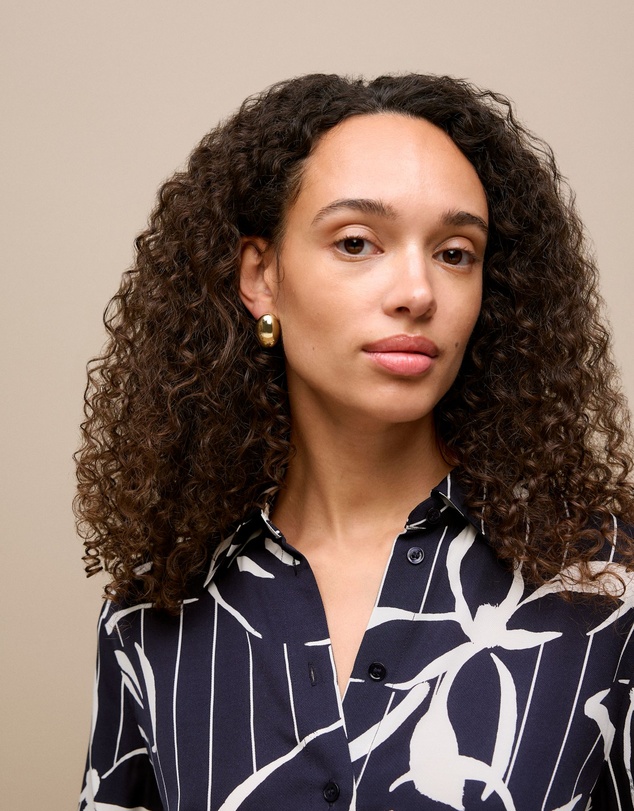 Trenery - Floral Stripe Twill Shirt in Night Sky