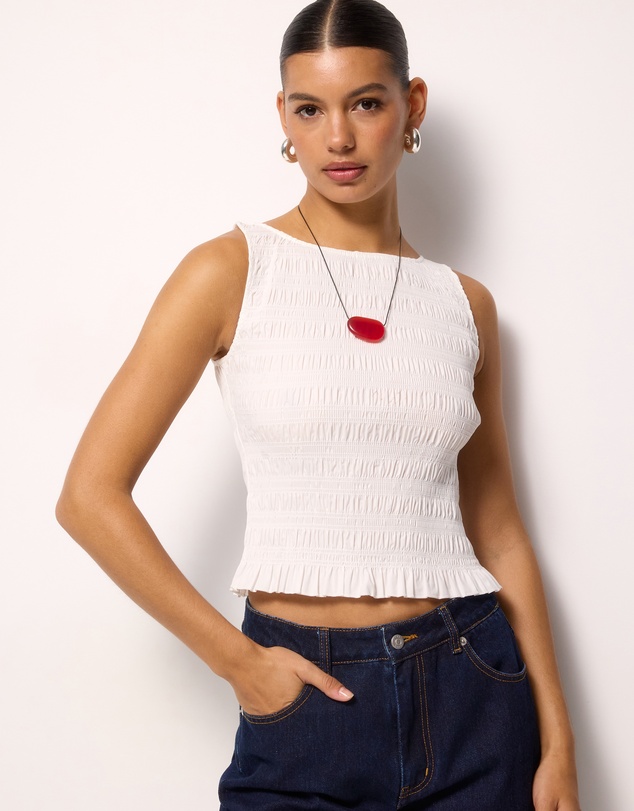 AERE - Callie Cotton Shirred Top