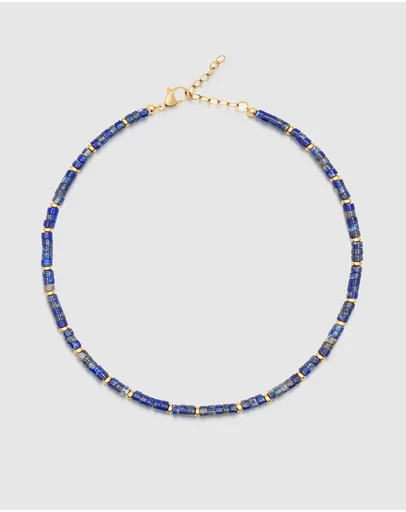 Nialaya Jewellery - Heishi Blue Lapis Choker with Gold
