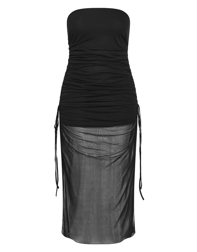 City Chic - Shelly Strapless Mesh Maxi Dress