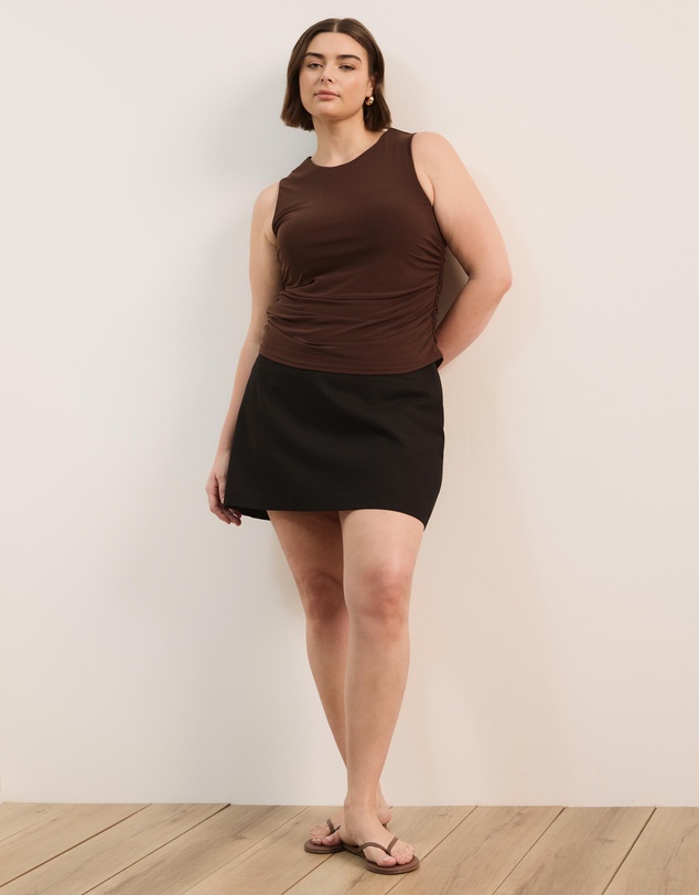 Atmos&Here Curvy - Cassidy Linen Blend Tailored Skort