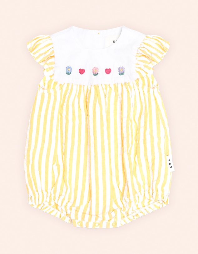 Huxbaby - Flower Field Stripe Playsuit - Babies
