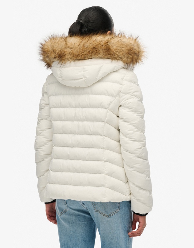 Superdry - Fuji Faux Fur Slim Fit Hood Padded Jacket