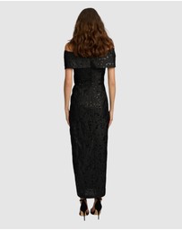 Romance by Honey and Beau - Crechia Jacquard Off Shoulder Dress