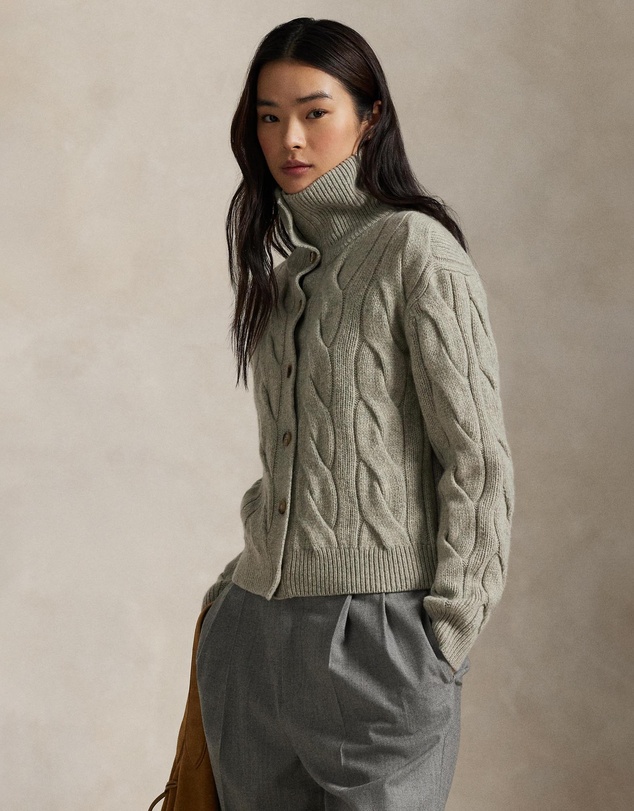 Polo Ralph Lauren - Cable Wool-Cashmere Funnelneck Cardigan - ICONIC EXCLUSIVE