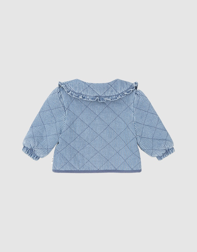 Huxbaby - Vintage Bow Collar Denim Jacket - Babies-Kids