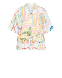City Chic - Plus size Aliya Sea Dream Placement Print Shirt - ivory
