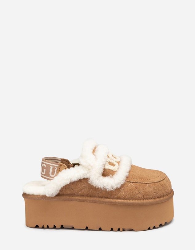 Ozwear Connection Uggs - Ugg Violet Matelassé Shearling Super Platform (6cm) Slipper (Elastic Logo) (Detachable Feature)