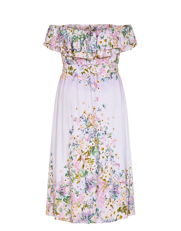 City Chic - Plus size Garden Party Off Shoulder Maxi Dress - lilac