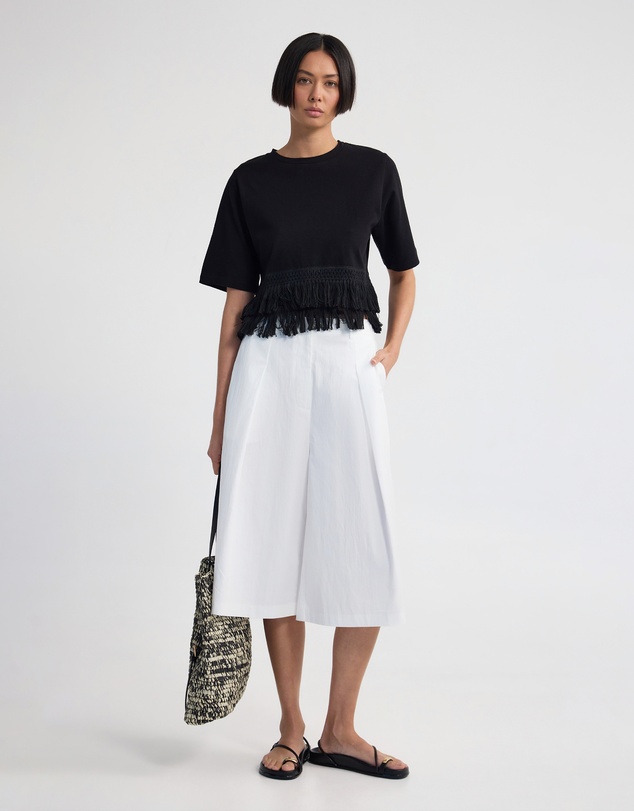 Oxford - Bria Cotton Fringe Trim T-Shirt