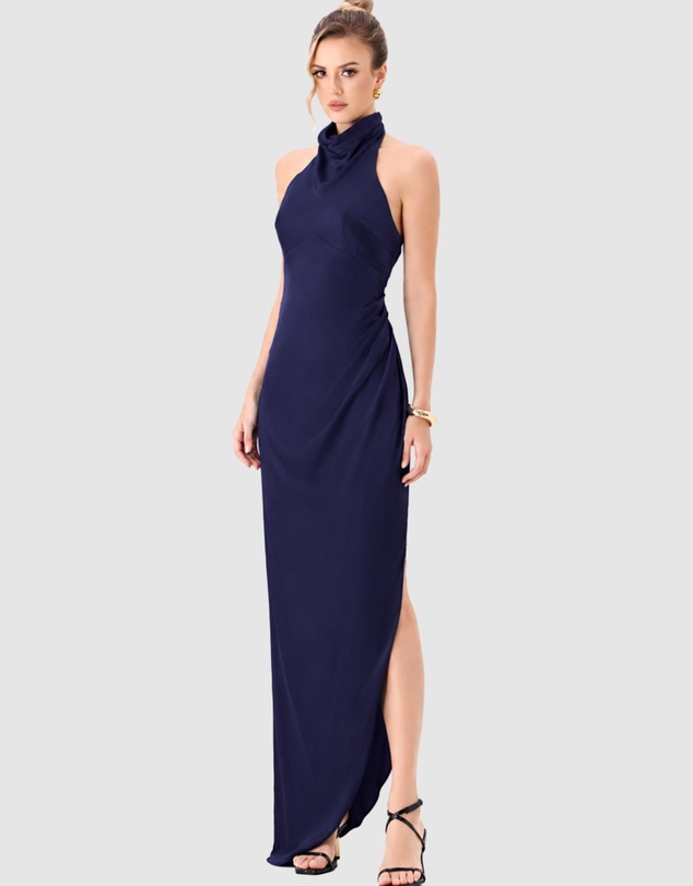Bariano - Aaliyah High Neck Cowl Gown