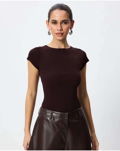 Tussah - Charlotte Cap Sleeve Boat Neck Knitted Top