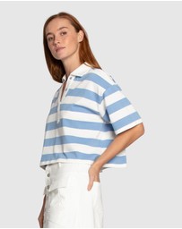 Belle & Bloom - School Boy V-Neck Cropped Polo Top