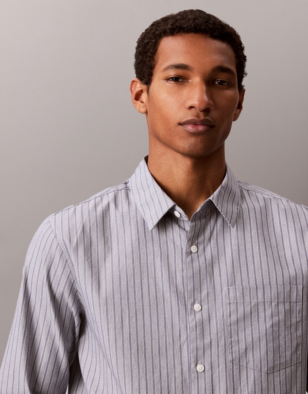 Calvin Klein - Cotton Poplin Stripe Classic Button-Down Shirt