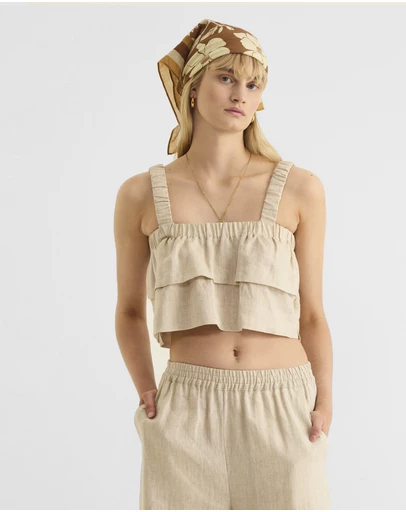 Zerafima - Elements Linen Frill Top