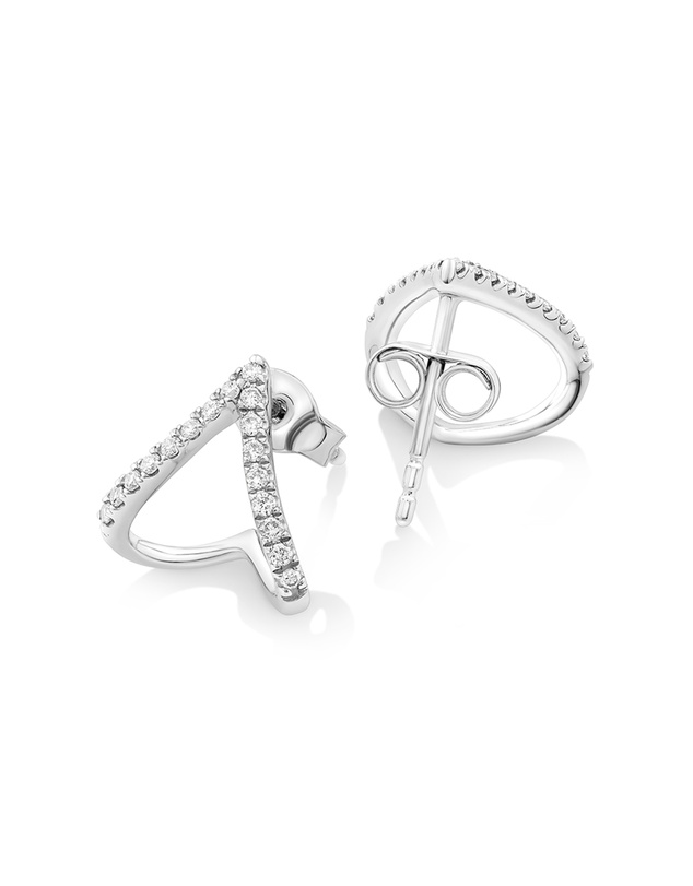 Michael Hill - Chevron Stud Earrings with 0.17 Carat TW of Diamonds in Sterling Silver