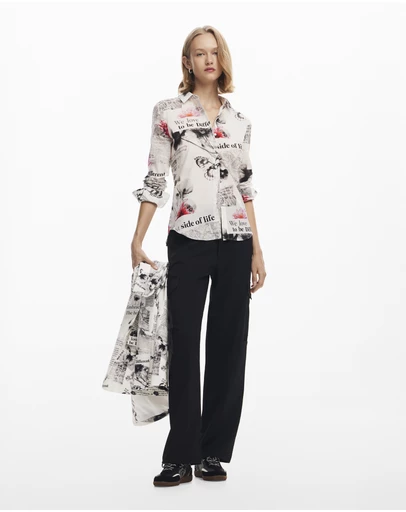 Desigual - Floral text shirt