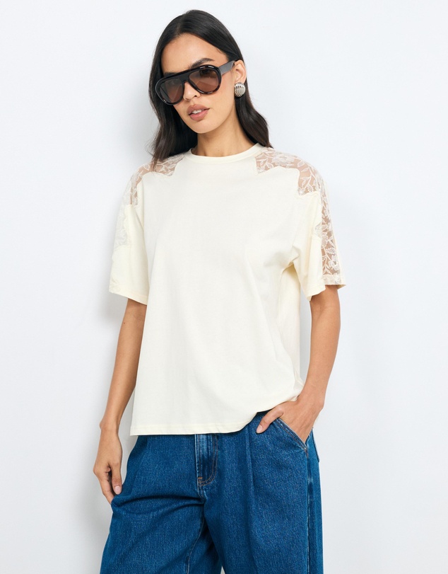 AERE - Lace Contrast T-Shirt