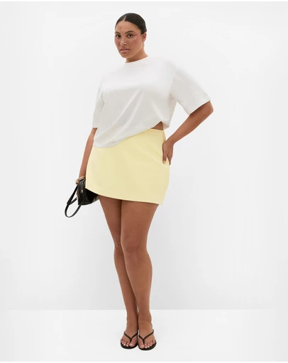 City Chic - Plus size Abbie Mini Skort - lemon sorbet