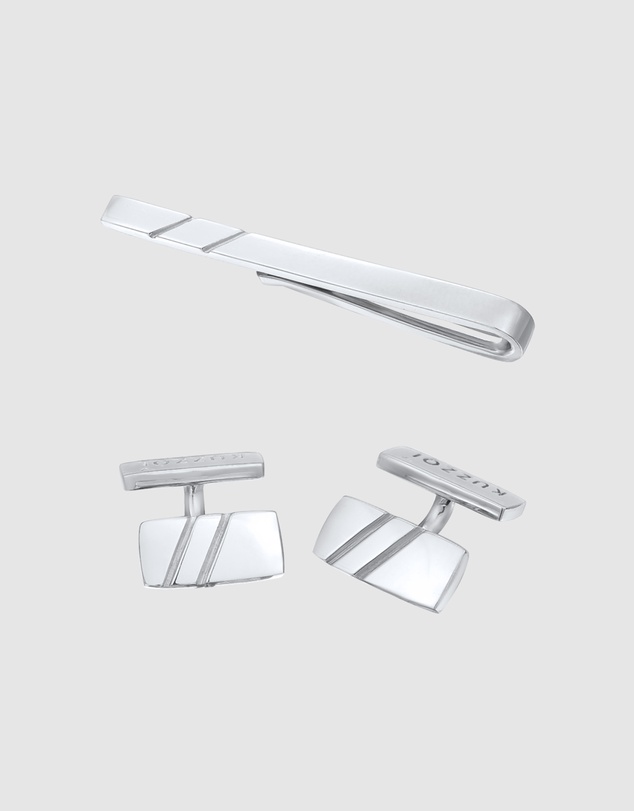 Kuzzoi - ICONIC EXCLUSIVE - Jewelry Set Men Set Business Cufflinks Tie Pin in 925 sterling silver