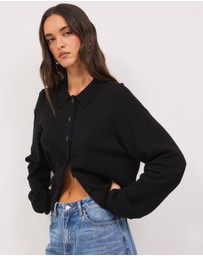 Calli - Melton Buttondown Knit Cardigan