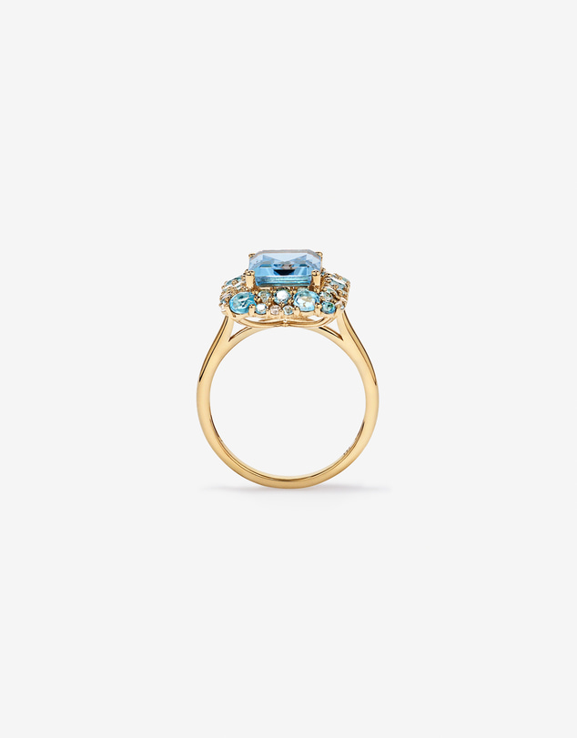 Michael Hill - Sky Blue, London Blue, Swiss Blue & White Topaz Halo Ring in 10kt Yellow Gold