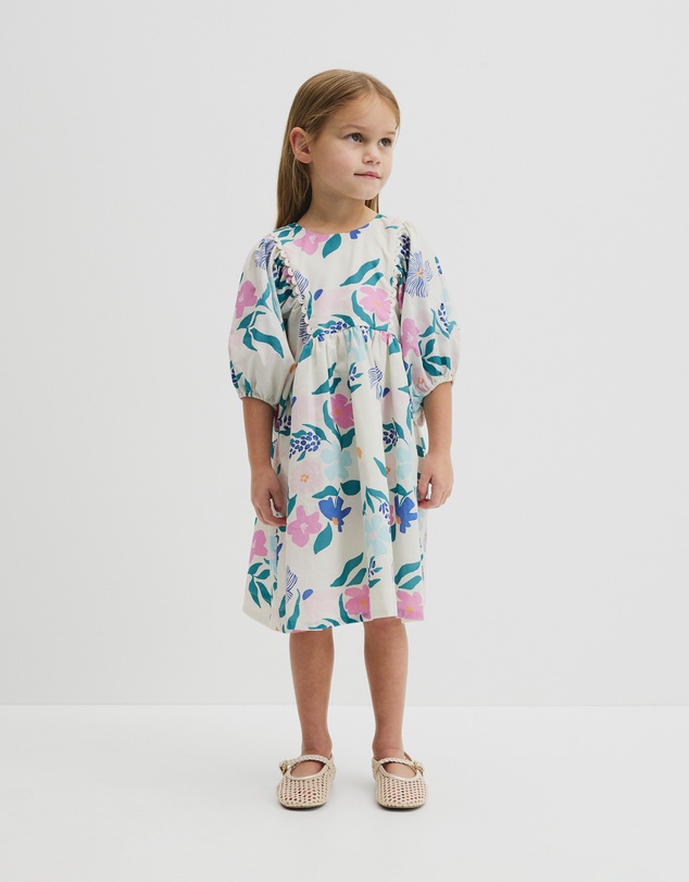 Country Road - Short Puff Sleeve Print Dress