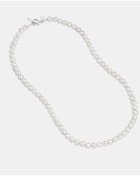Dower & Hall - Men's White Freshwater Pearl Necklace In Sterling Silver