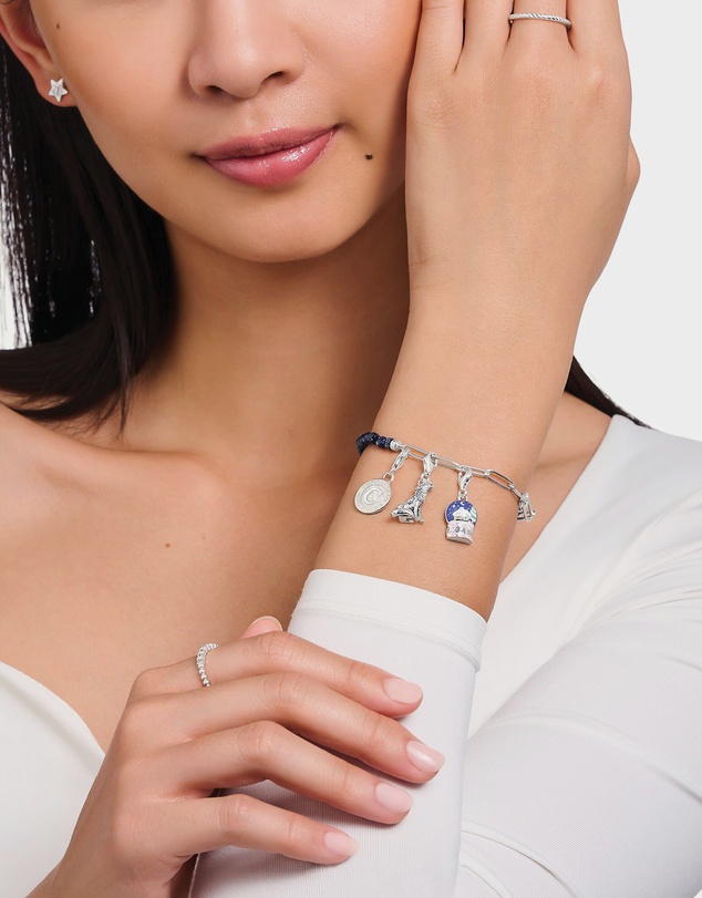 THOMAS SABO - Silver Wolf Charm With Moon And Star