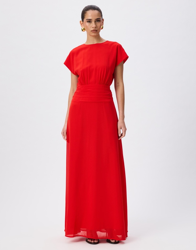 Tussah - Calliope Boat Neck Ruched Detail Maxi Dress